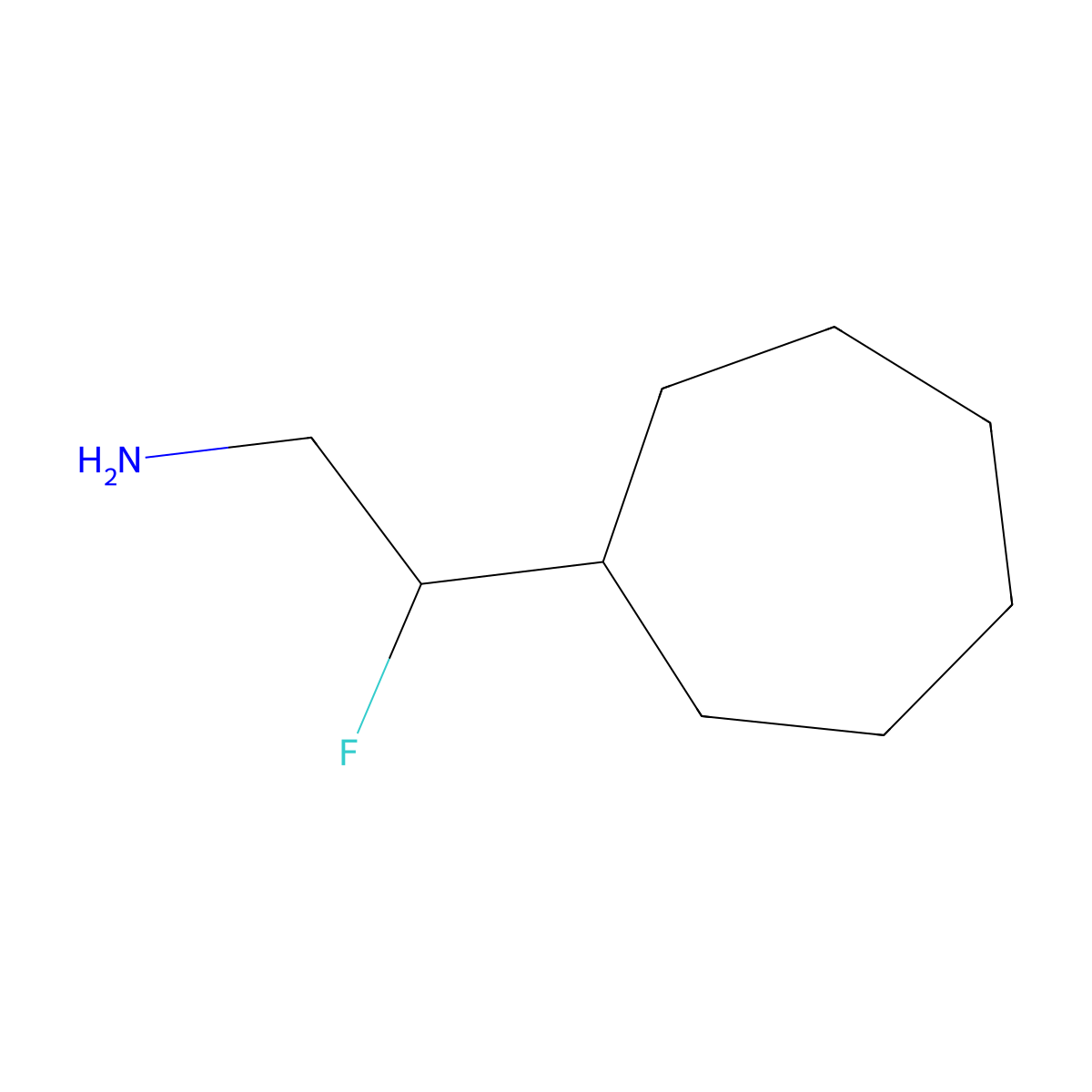2-Cycloheptyl-2-fluoroethan-1-amine molecular structure, CAS 1567099-16-4