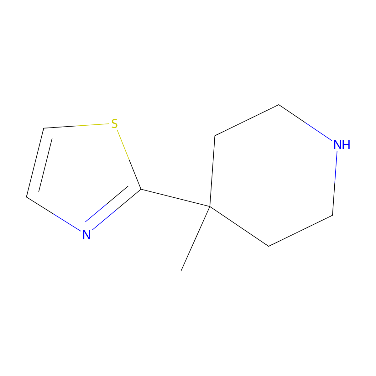 4-Methyl-4-(1,3-thiazol-2-yl)piperidine molecular structure, CAS 1567100-93-9