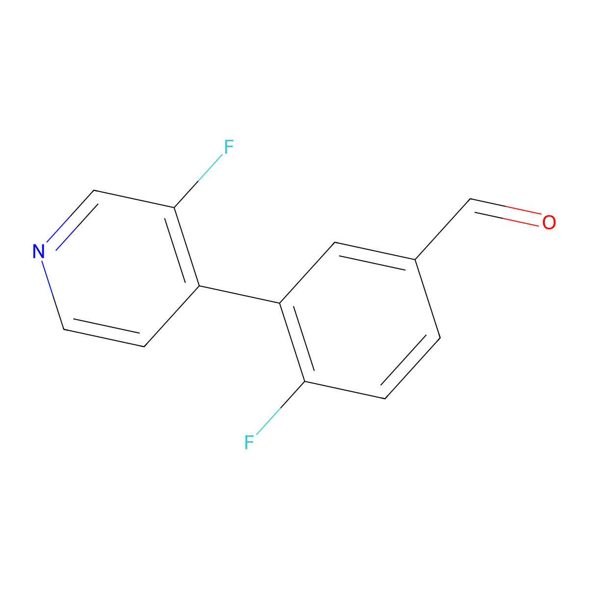 4-Fluoro-3-(3-fluoropyridin-4-yl)benzaldehyde molecular structure, CAS 1567104-67-9