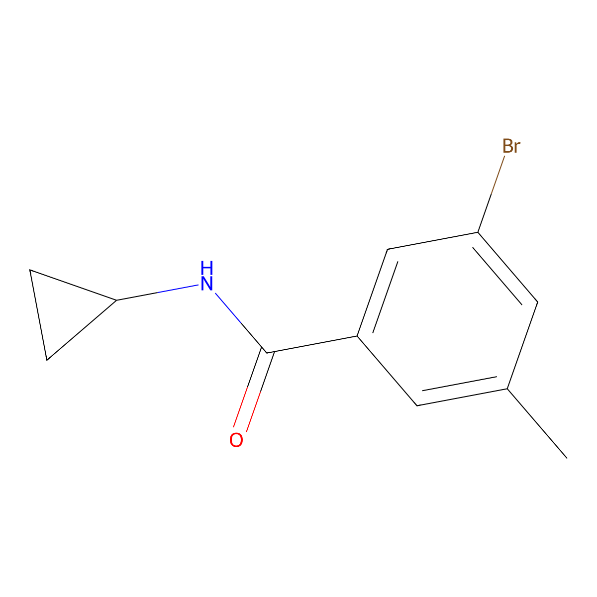 3-bromo-N-cyclopropyl-5-methylbenzamide molecular structure, CAS 1567106-32-4