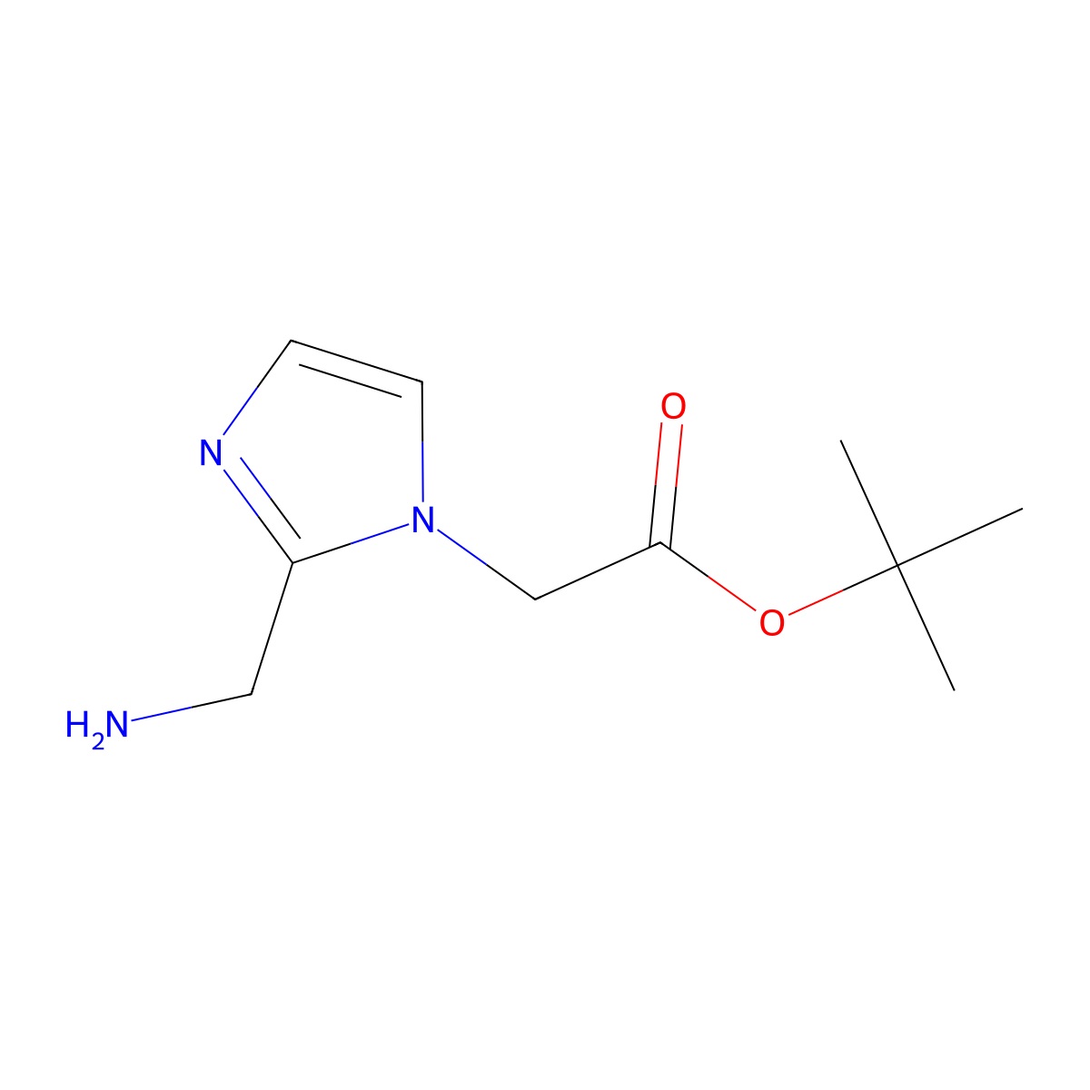 tert-butyl 2-[2-(aminomethyl)-1H-imidazol-1-yl]acetate molecular structure, CAS 1567109-07-2