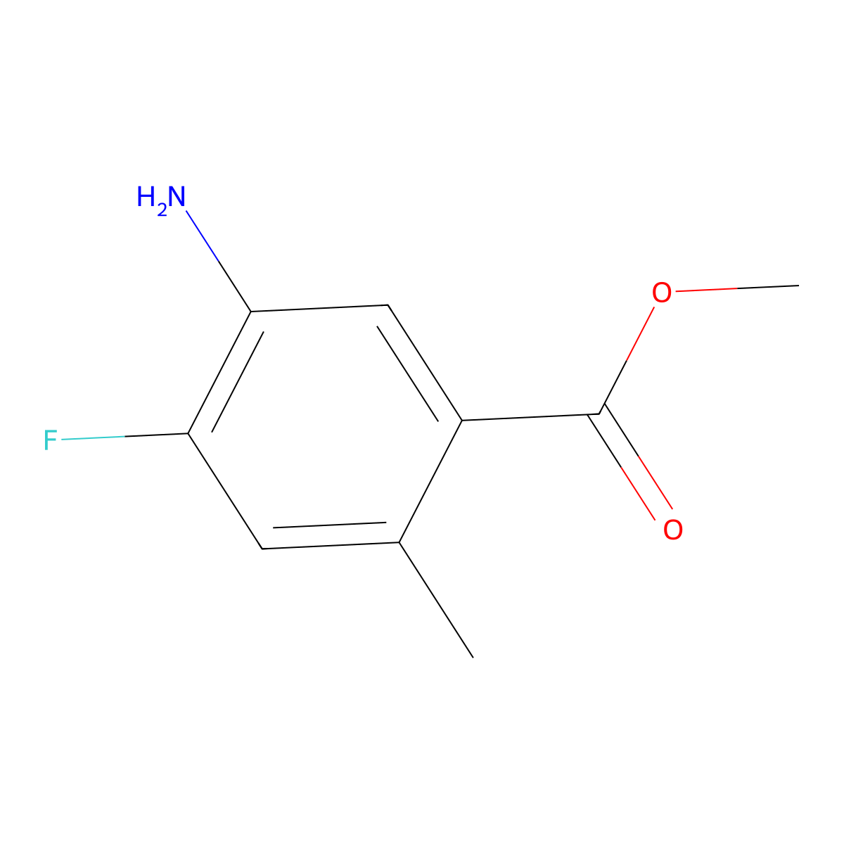 Methyl 5-amino-4-fluoro-2-methylbenzoate molecular structure, CAS 1567119-84-9