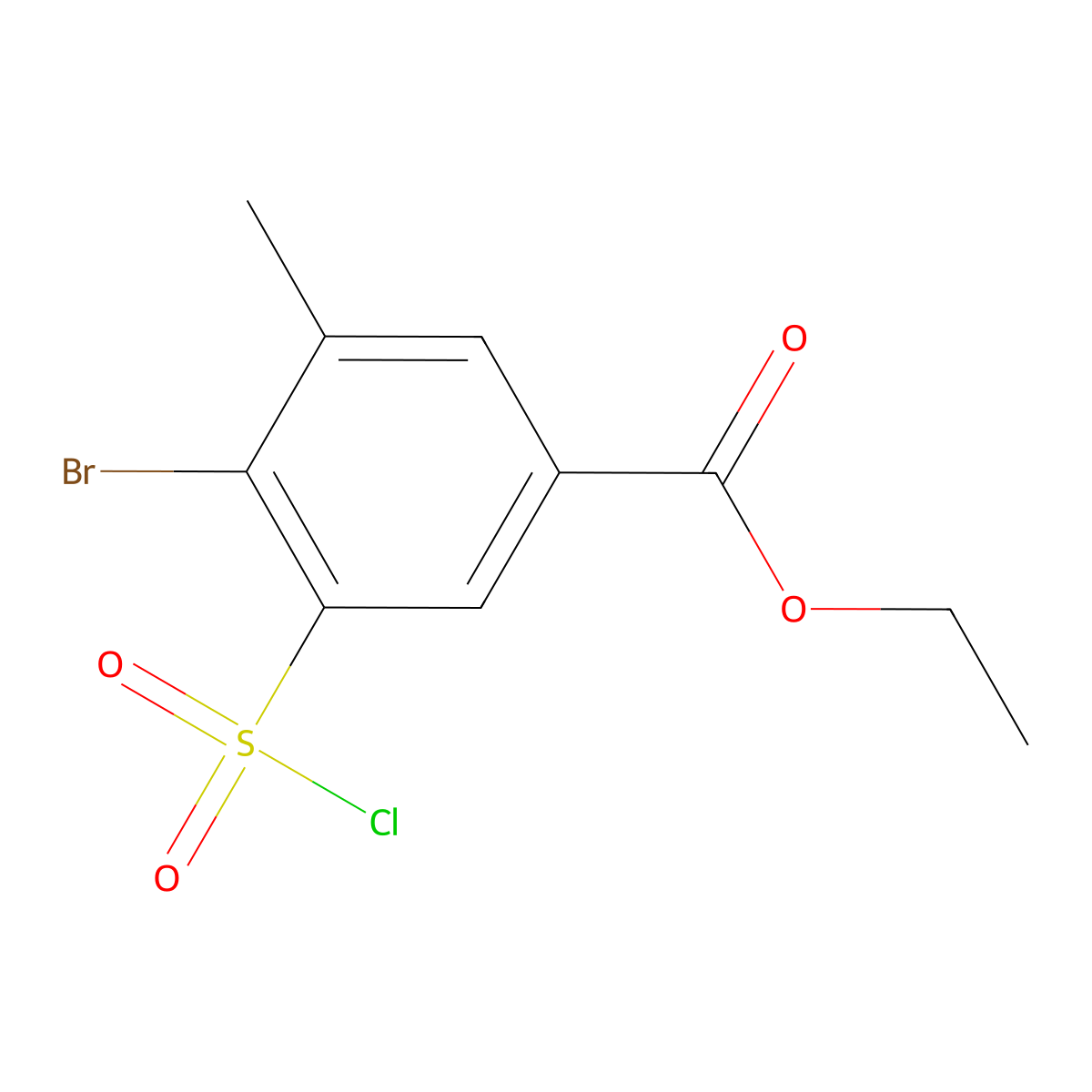 Ethyl 4-bromo-3-(chlorosulfonyl)-5-methylbenzoate molecular structure, CAS 1567126-27-5