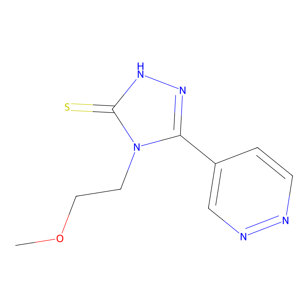 4-(2-Methoxyethyl)-5-(pyridazin-4-YL)-2,4-dihydro-3H-1,2,4-triazole-3-thione molecular structure, CAS 1567127-85-8