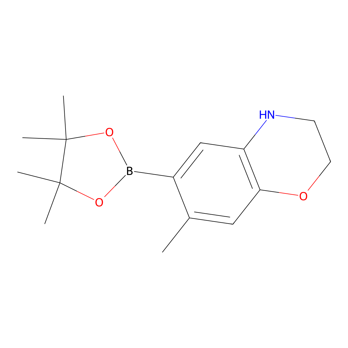 7-methyl-6-(4,4,5,5-tetramethyl-1,3,2-dioxaborolan-2-yl)-3,4-dihydro-2H-benzo[b][1,4]oxazine molecular structure, CAS 1567214-36-1