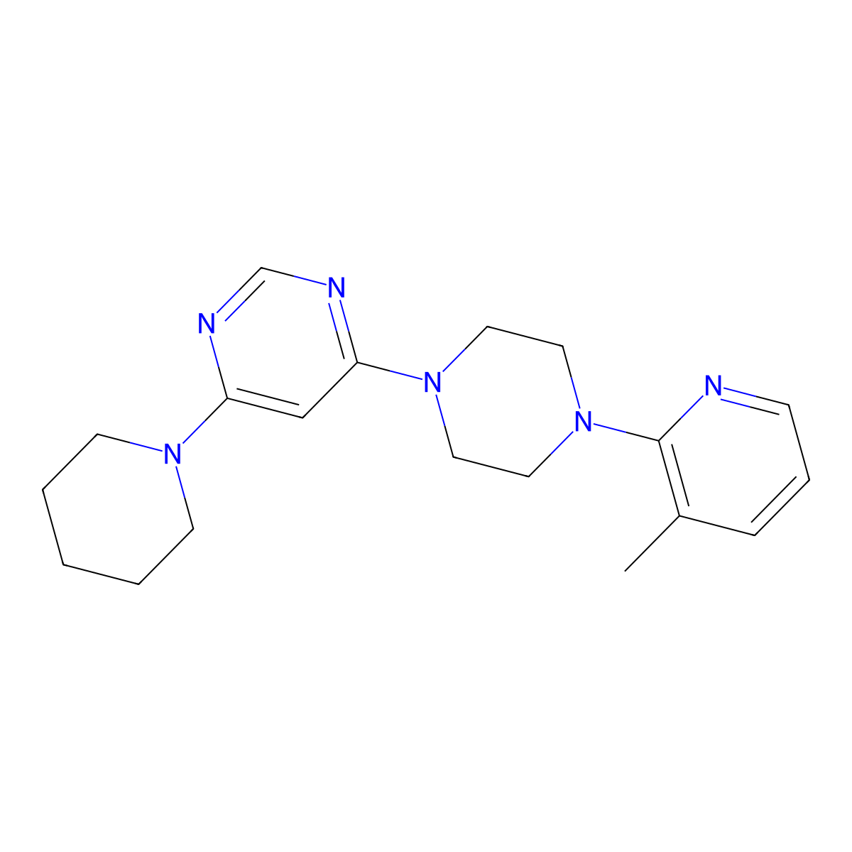 4-[4-(3-Methyl-2-pyridinyl)-1-piperazinyl]-6-(1-piperidinyl)pyrimidine molecular structure, CAS 1567301-61-4