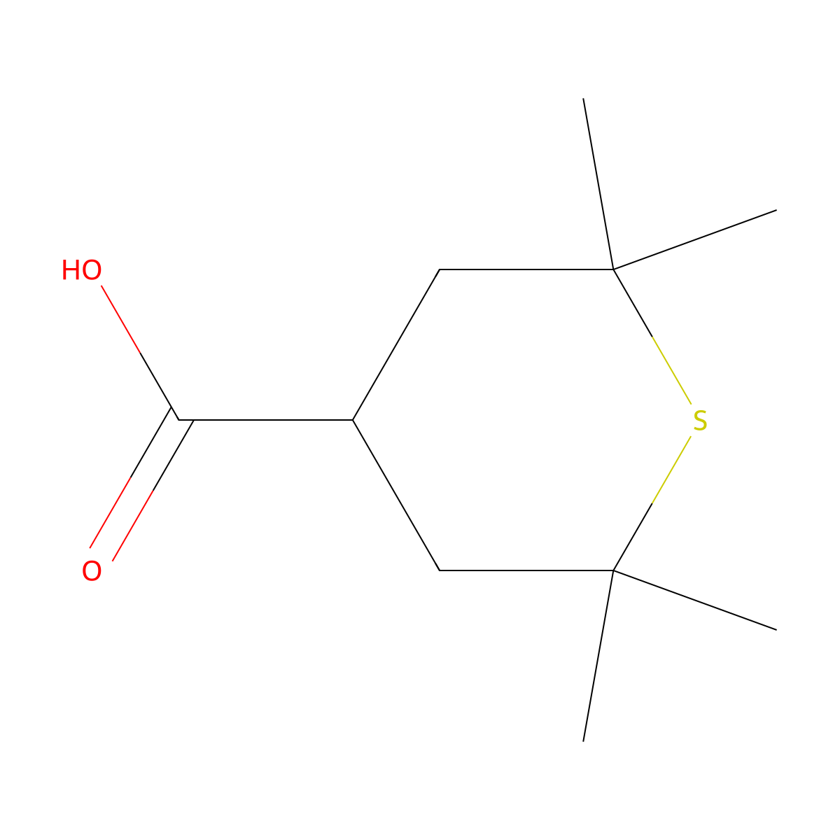 2,2,6,6-Tetramethylthiane-4-carboxylic acid molecular structure, CAS 1567335-39-0
