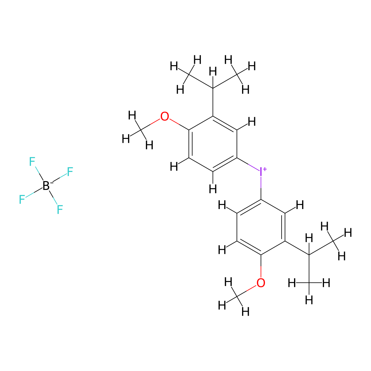 Bis(3-isopropyl-4-methoxyphenyl)iodonium tetrafluoroborate molecular structure, CAS 156740-76-0