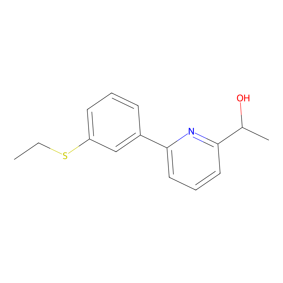 1-{6-[3-(Ethylthio)phenyl]pyridin-2-yl}ethanol molecular structure, CAS 1567421-87-7