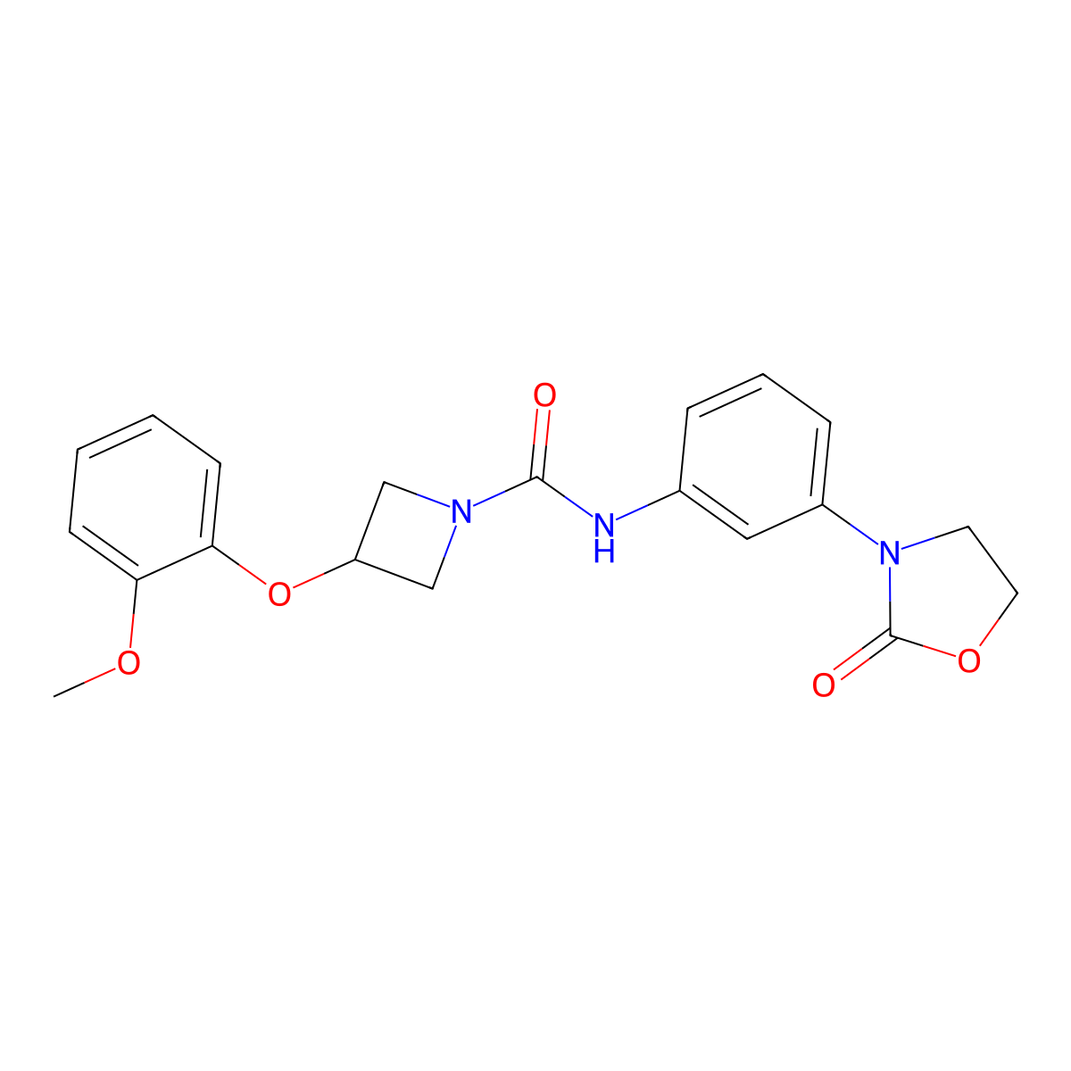 3-(2-methoxyphenoxy)-N-[3-(2-oxo-1,3-oxazolidin-3-yl)phenyl]azetidine-1-carboxamide molecular structure, CAS 1567441-04-6