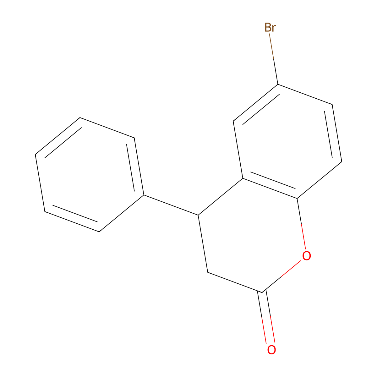 6-Bromo-3,4-dihydro-4-phenyl-2H-1-benzopyran-2-one molecular structure, CAS 156755-23-6