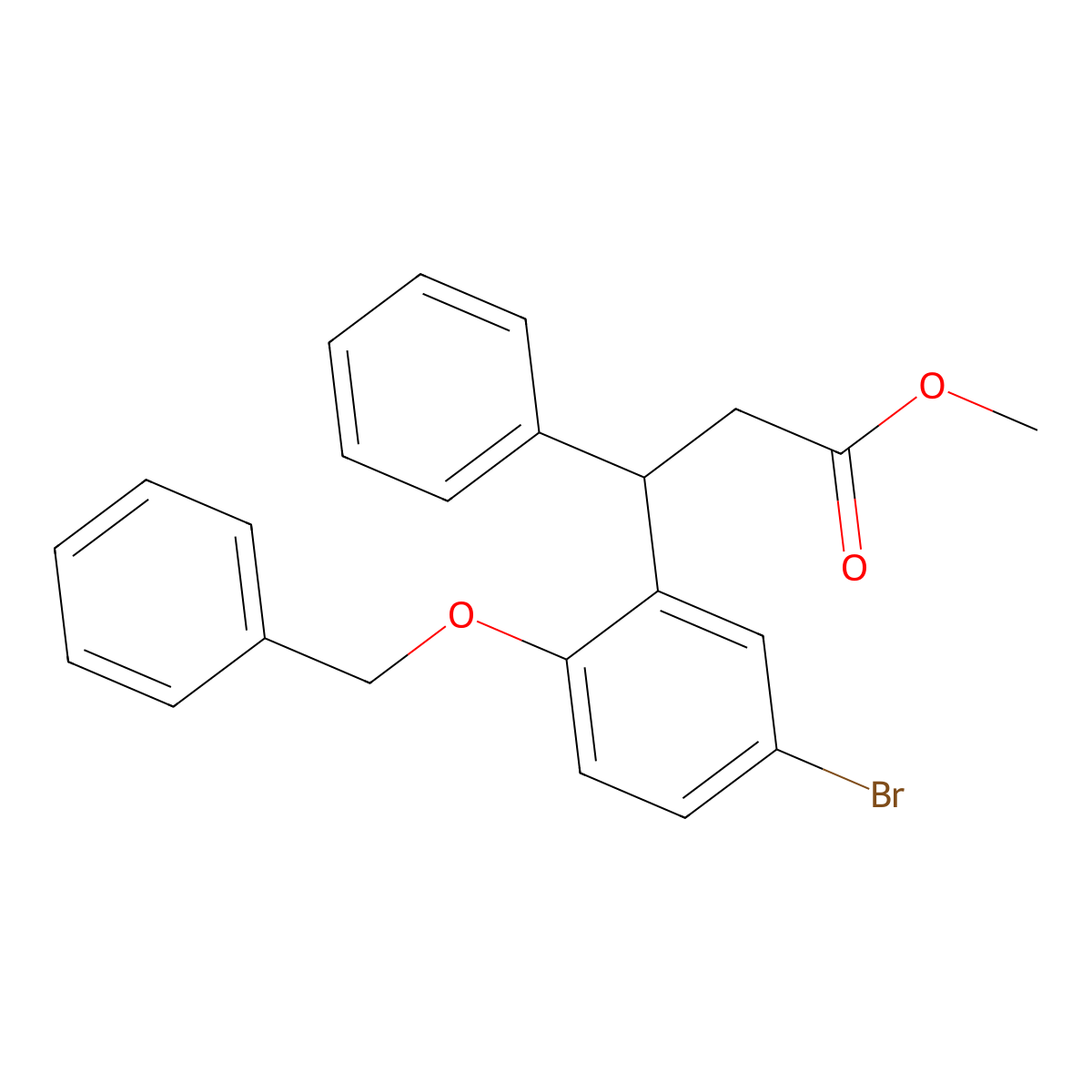 Methyl 3-(2-(benzyloxy)-5-bromophenyl)-3-phenylpropanoate molecular structure, CAS 156755-24-7