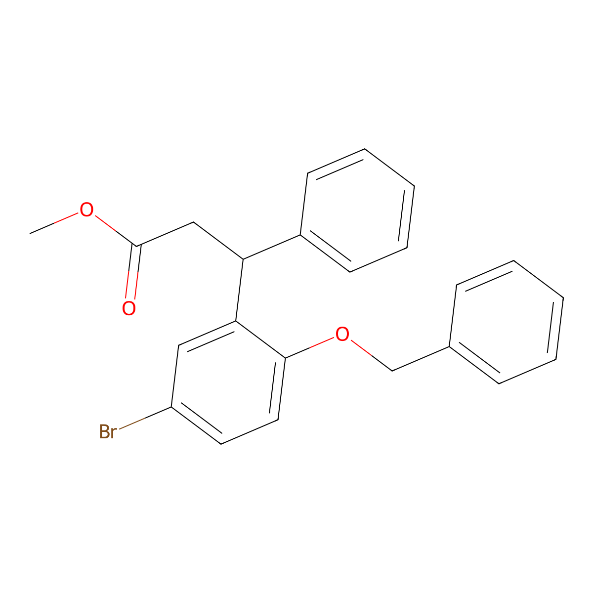 Methyl 3-(2-(benzyloxy)-5-bromophenyl)-3-phenylpropanoate molecular structure, CAS 156755-24-7