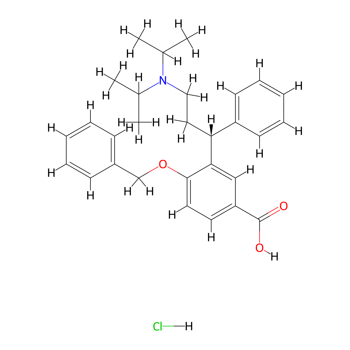 (R)-4-(benzyloxy)-3-(3-(diisopropylamino)-1-phenylpropyl)benzoic acid hydrochloride molecular structure, CAS 156755-33-8