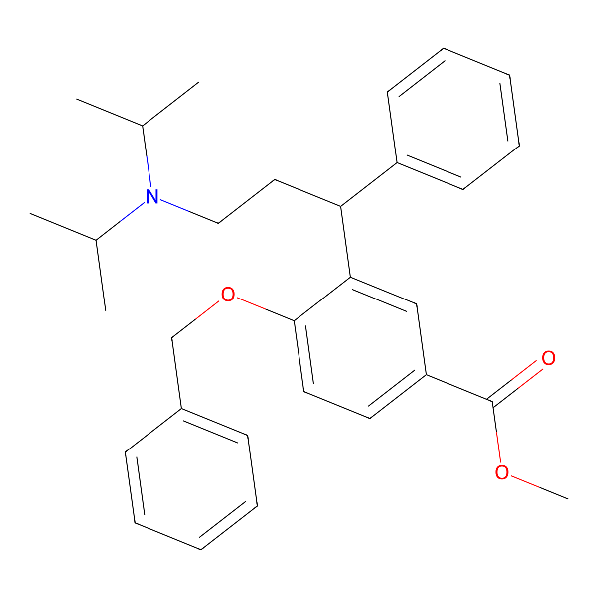 3-[(1R)-3-[Bis(1-methylethyl)amino]-1-phenylpropyl]-4-(phenylmethoxy)benzoic acid methyl ester molecular structure, CAS 156755-35-0