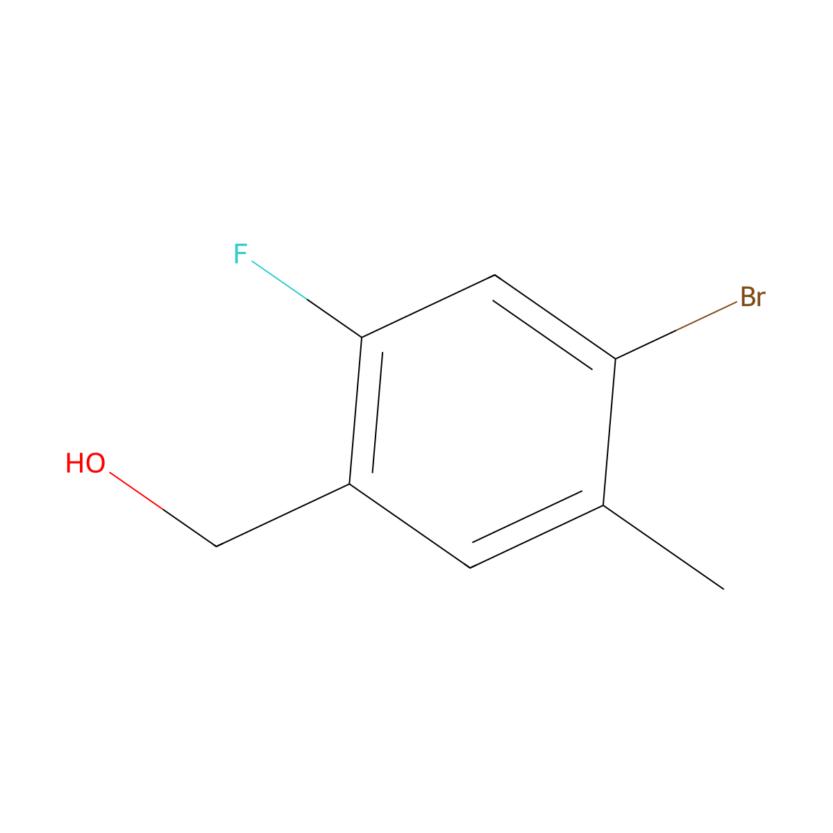 (4-Bromo-2-fluoro-5-methylphenyl)methanol molecular structure, CAS 1567665-94-4
