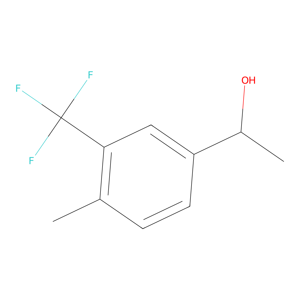 (1R)-1-[4-methyl-3-(trifluoromethyl)phenyl]ethan-1-ol molecular structure, CAS 1567666-15-2