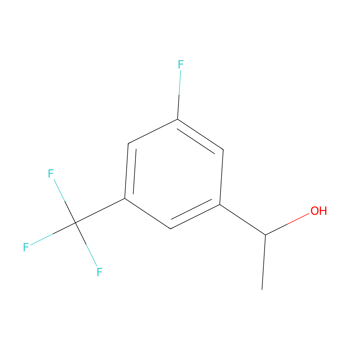 (1S)-1-(3-fluoro-5-(trifluoromethyl)phenyl)ethan-1-ol molecular structure, CAS 1567666-58-3
