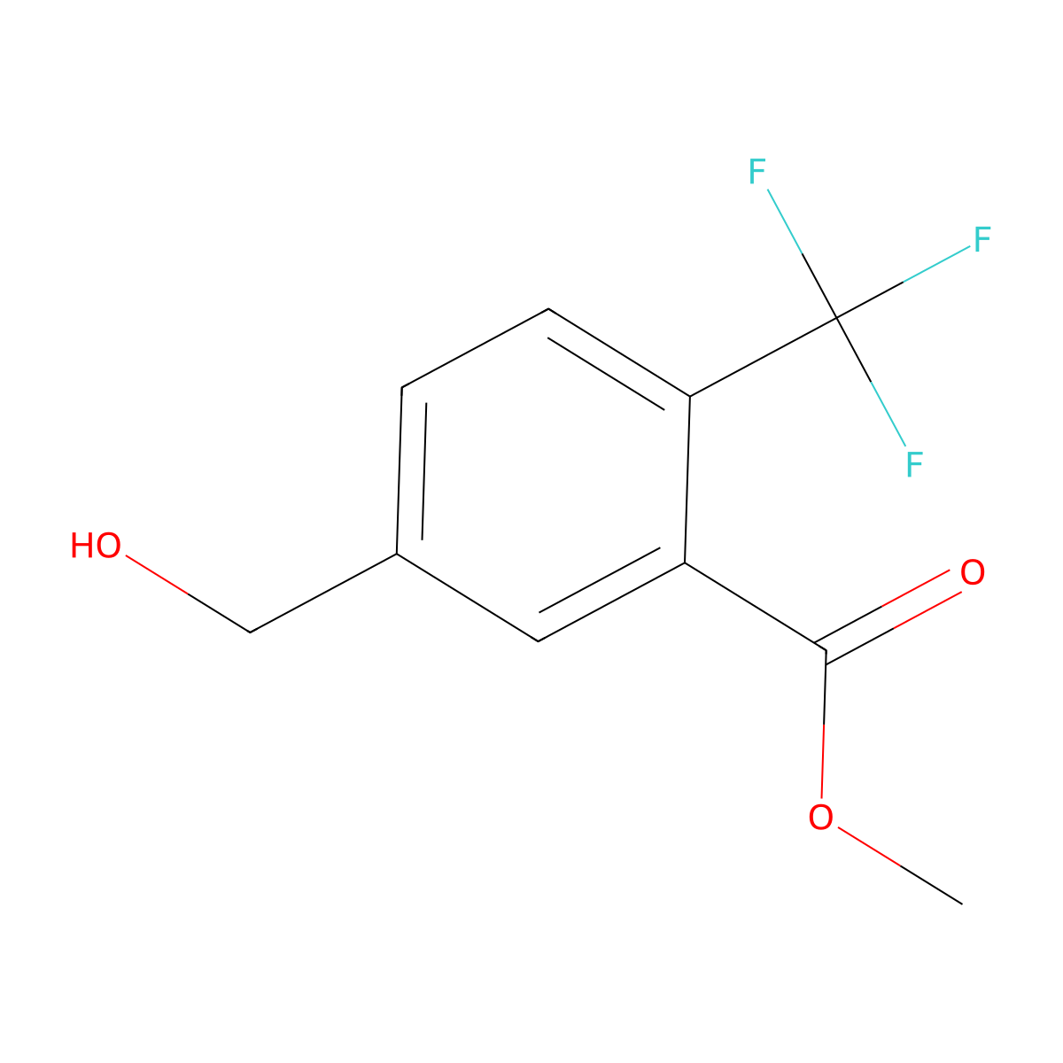 Benzoic acid, 5-(hydroxymethyl)-2-(trifluoromethyl)-, methyl ester molecular structure, CAS 1567667-05-3