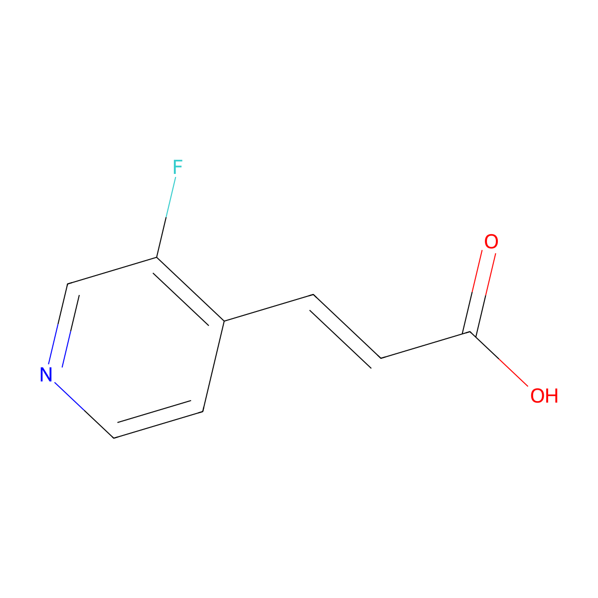 (2E)-3-(3-fluoropyridin-4-yl)prop-2-enoic acid molecular structure, CAS 1567668-00-1