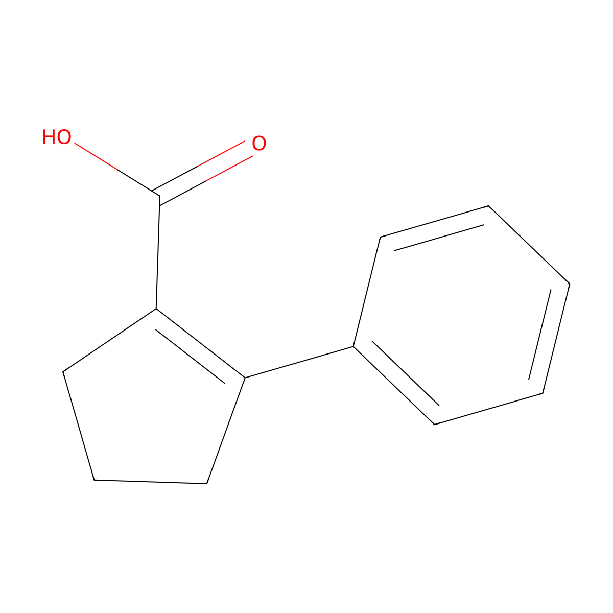 2-Phenylcyclopent-1-ene-1-carboxylic acid molecular structure, CAS 156774-71-9