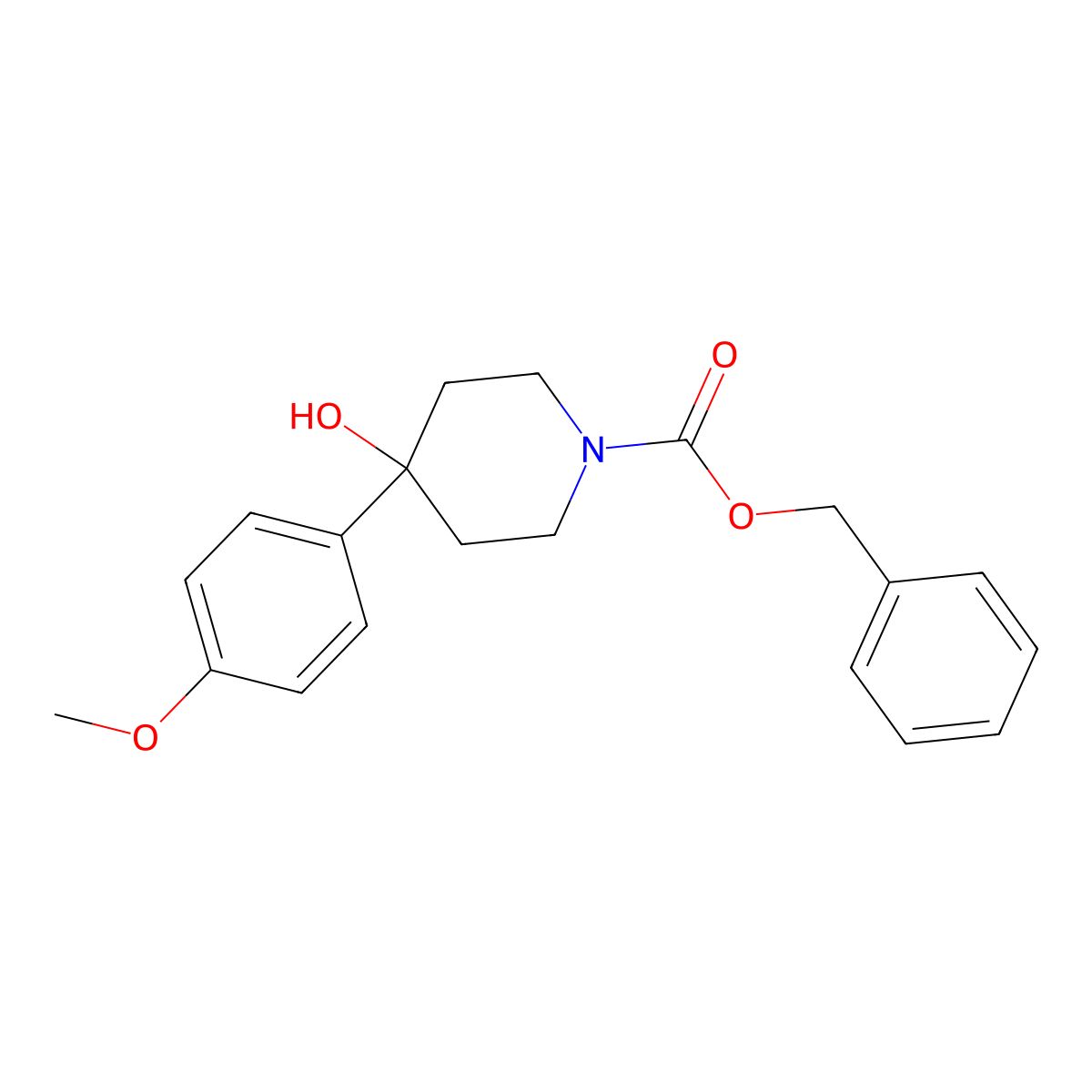 Benzyl 4-hydroxy-4-(4-methoxyphenyl)piperidine-1-carboxylate molecular structure, CAS 156782-67-1