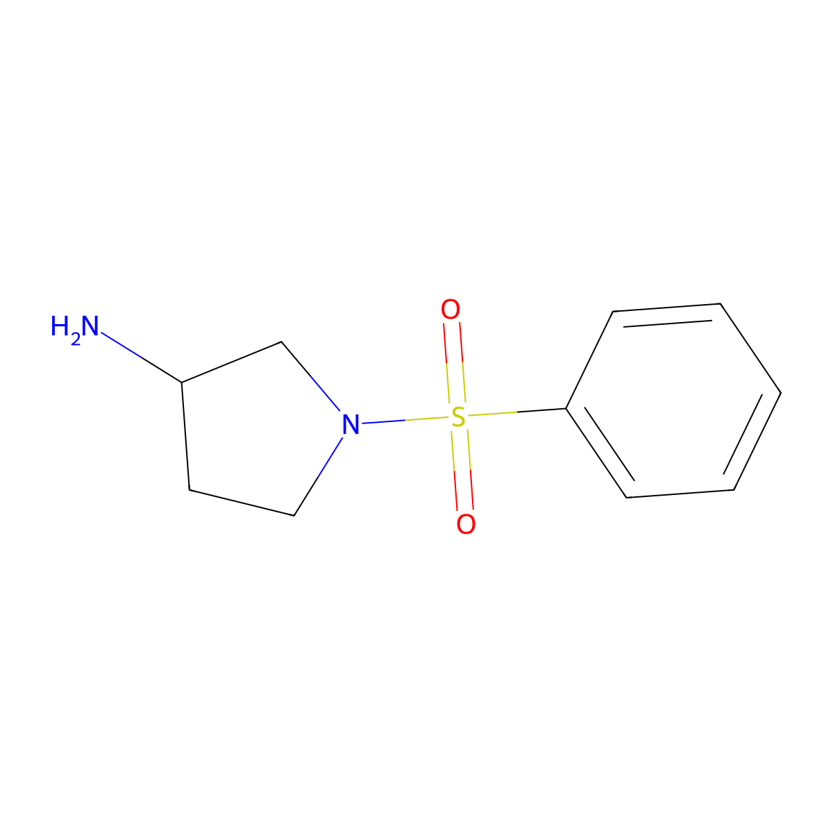 (3S)-1-(phenylsulfonyl)pyrrolidin-3-amine molecular structure, CAS 1567856-71-6