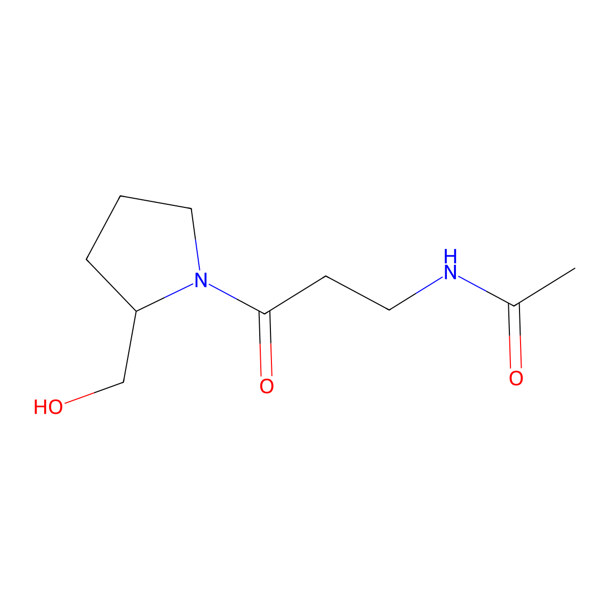 N-(3-((2S)-2-(hydroxymethyl)pyrrolidin-1-yl)-3-oxopropyl)acetamide molecular structure, CAS 1567866-17-4