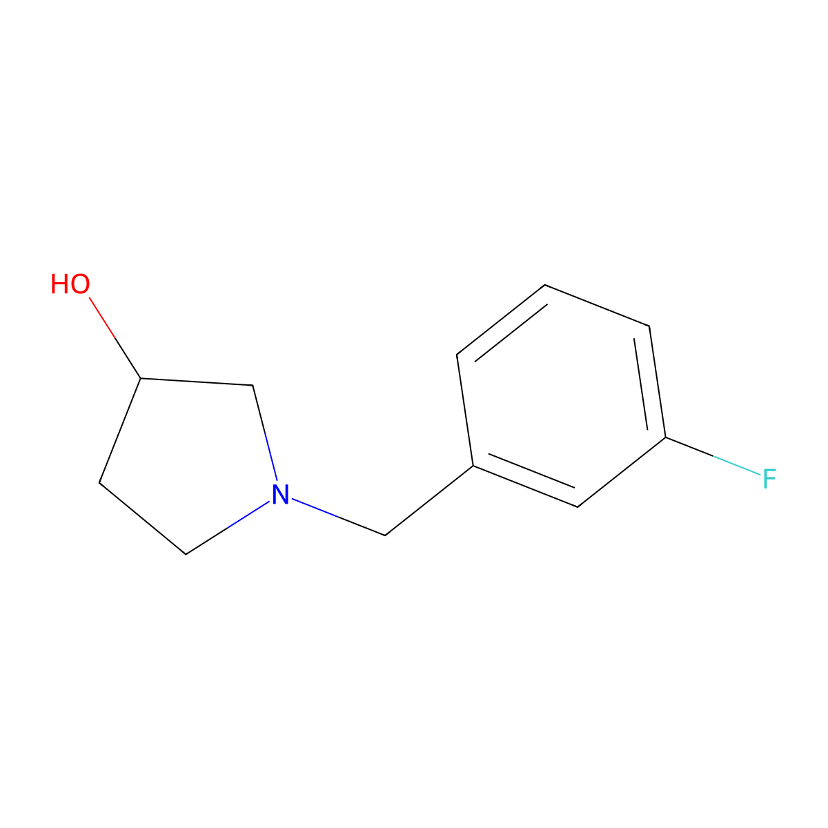 (3R)-1-[(3-Fluorophenyl)methyl]pyrrolidin-3-ol molecular structure, CAS 1567866-39-0