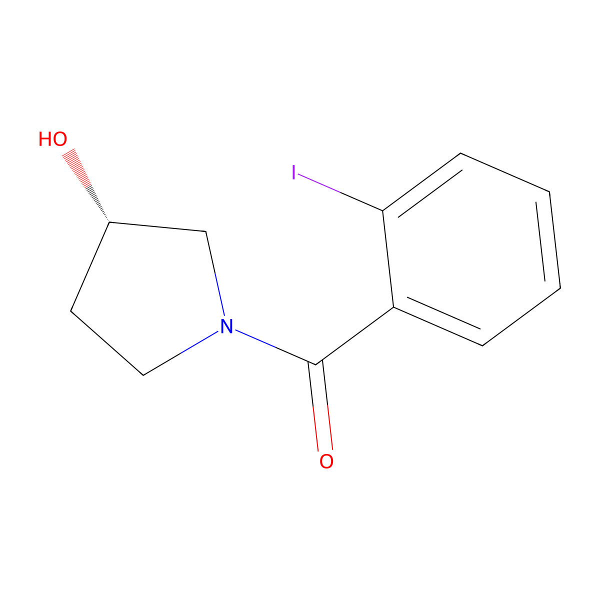 (3S)-1-(2-iodobenzoyl)pyrrolidin-3-ol molecular structure, CAS 1567875-27-7