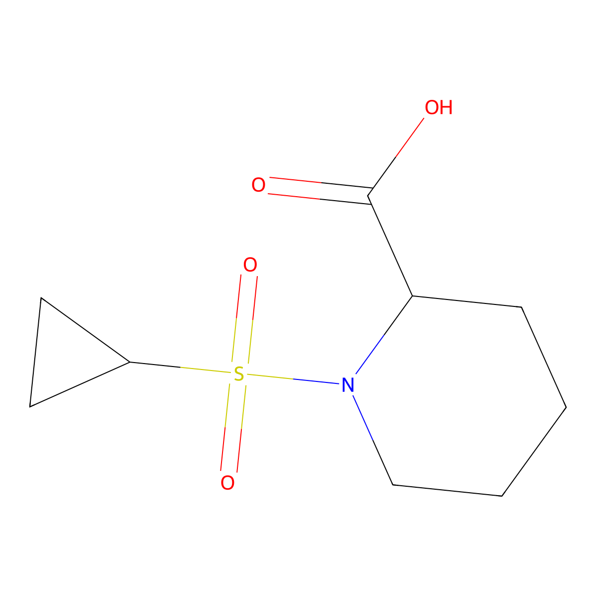 (2R)-1-(cyclopropanesulfonyl)piperidine-2-carboxylic acid molecular structure, CAS 1567879-65-5