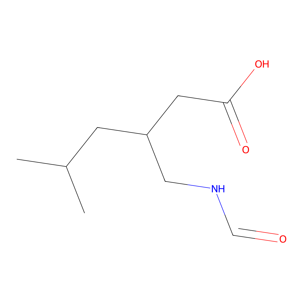 (3S)-3-(formamidomethyl)-5-methylhexanoic acid molecular structure, CAS 1567885-36-2