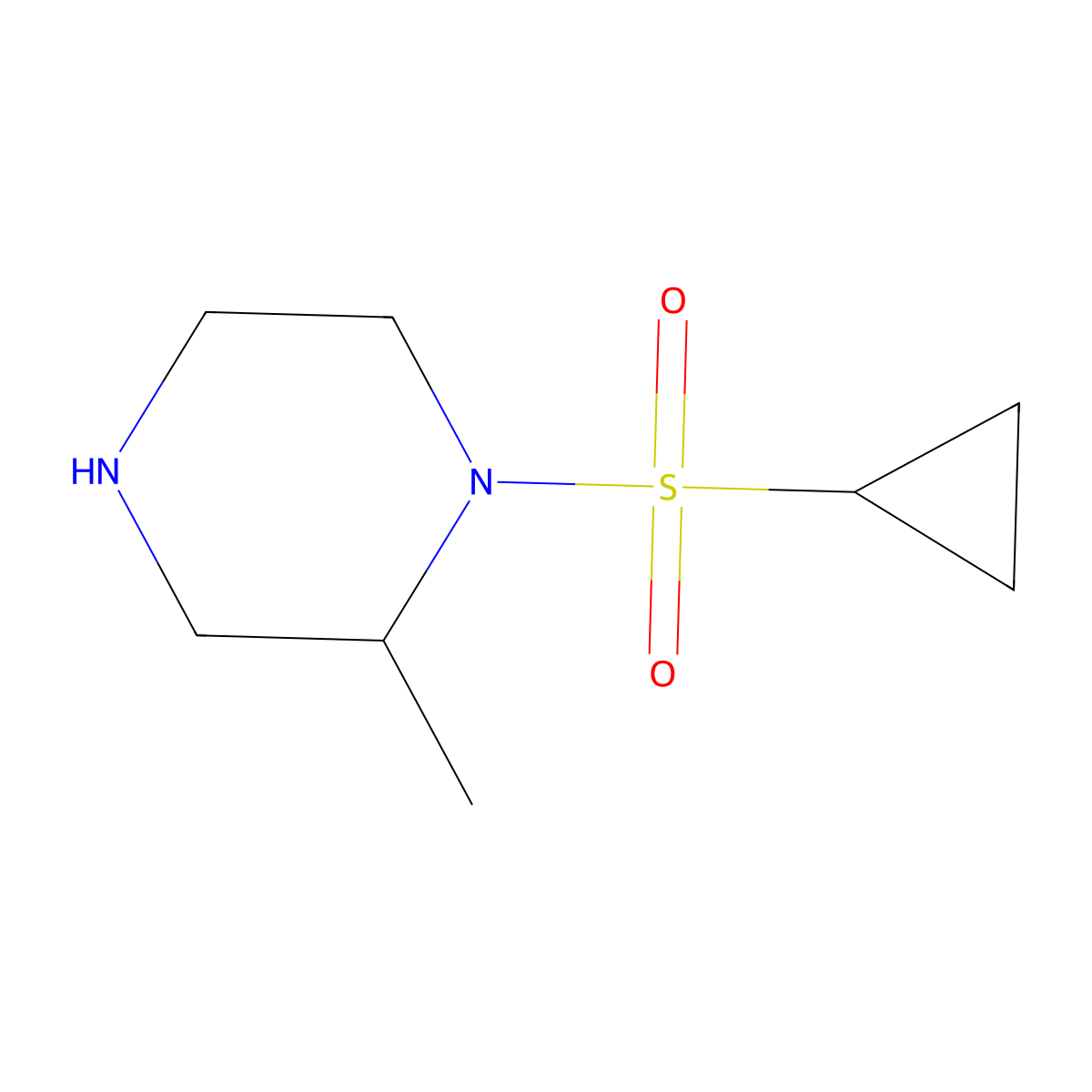 (2R)-1-(cyclopropanesulfonyl)-2-methylpiperazine molecular structure, CAS 1567886-27-4