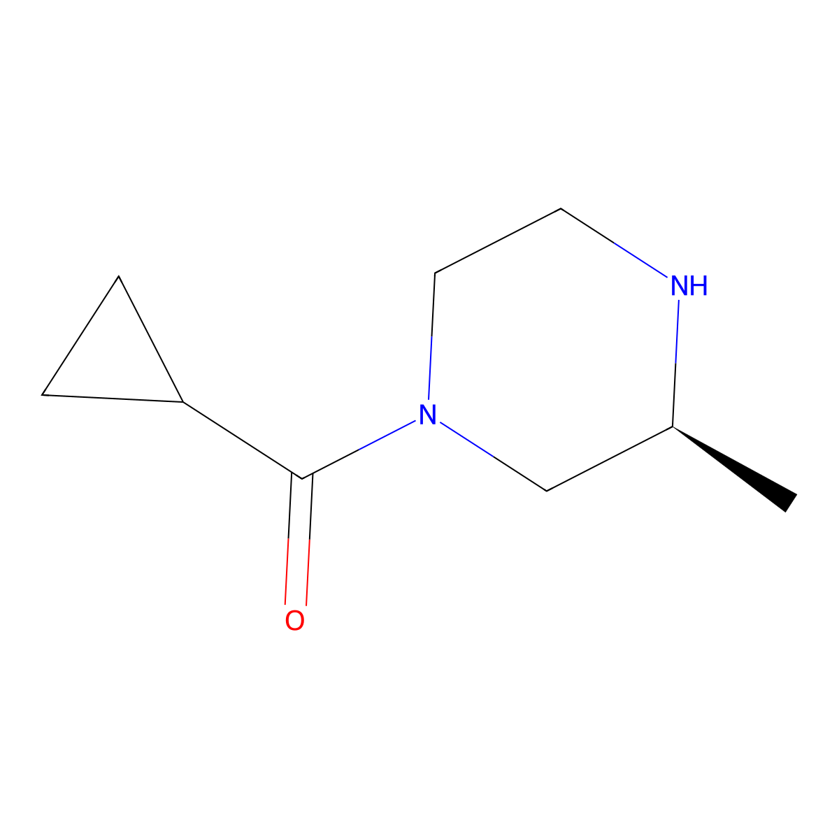 (3S)-1-cyclopropanecarbonyl-3-methylpiperazine molecular structure, CAS 1567912-40-6