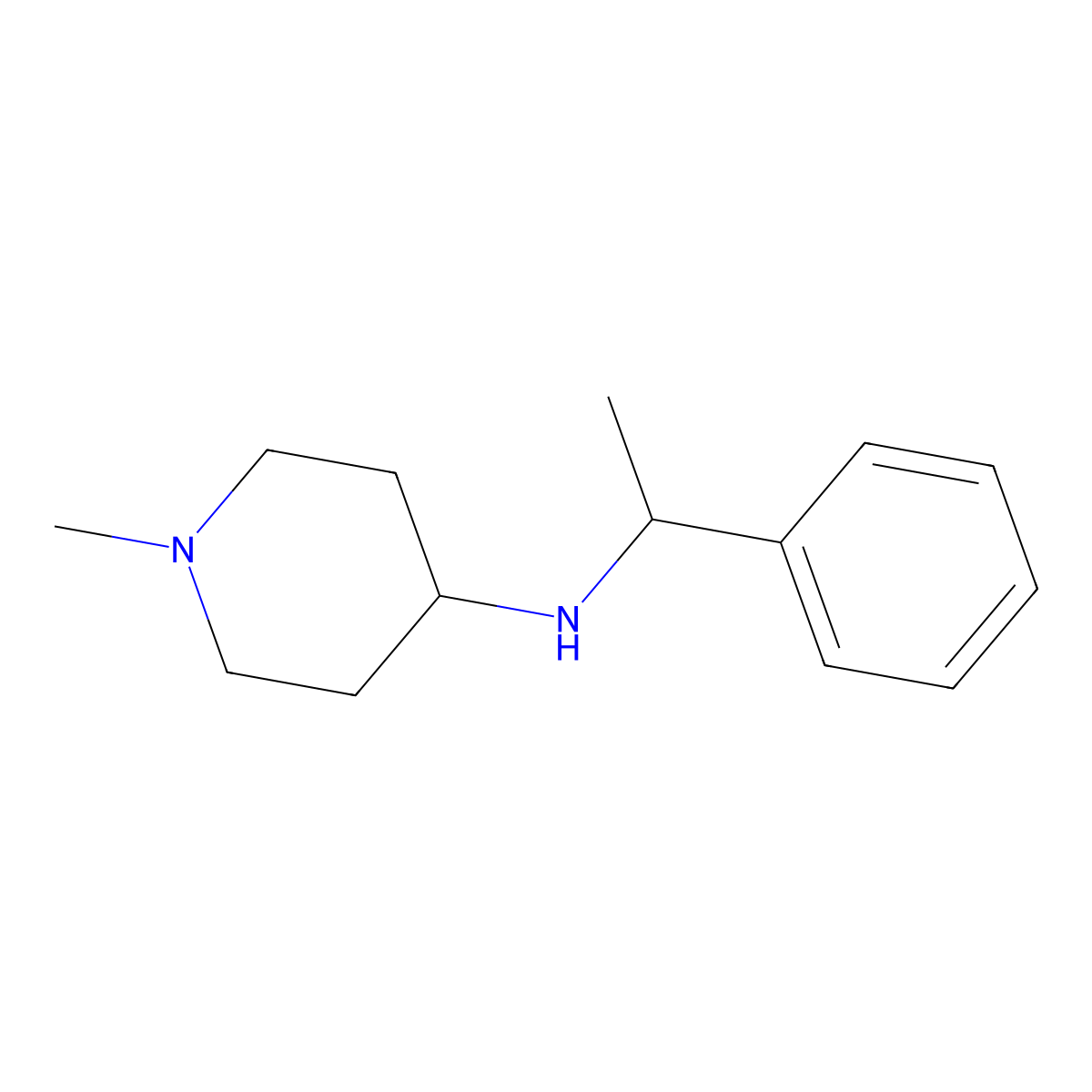 1-methyl-N-[(1R)-1-phenylethyl]piperidin-4-amine molecular structure, CAS 1567916-79-3
