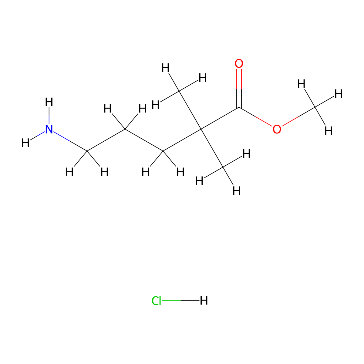 Methyl 5-amino-2,2-dimethylpentanoate hydrochloride molecular structure, CAS 1567941-18-7