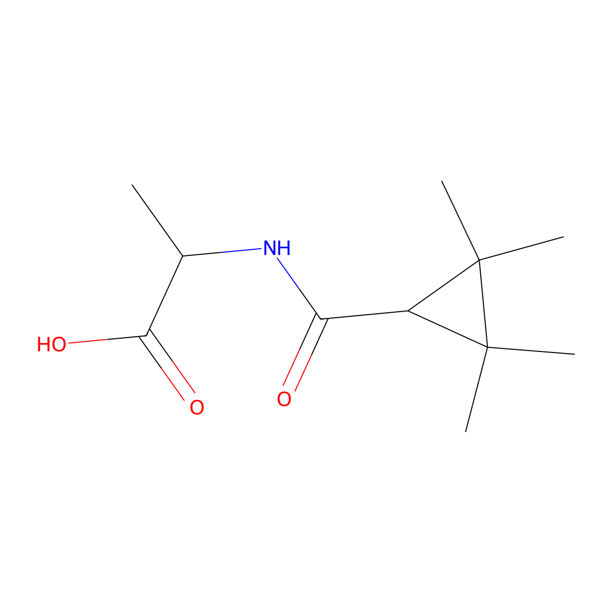 (2R)-2-[(2,2,3,3-tetramethylcyclopropyl)formamido]propanoic acid molecular structure, CAS 1567974-52-0