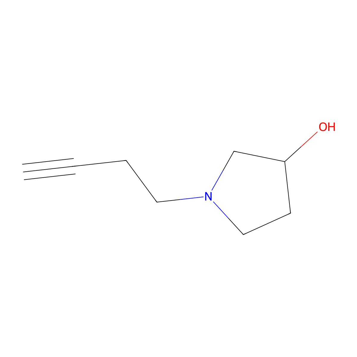 (3S)-1-(but-3-yn-1-yl)pyrrolidin-3-ol molecular structure, CAS 1567982-69-7