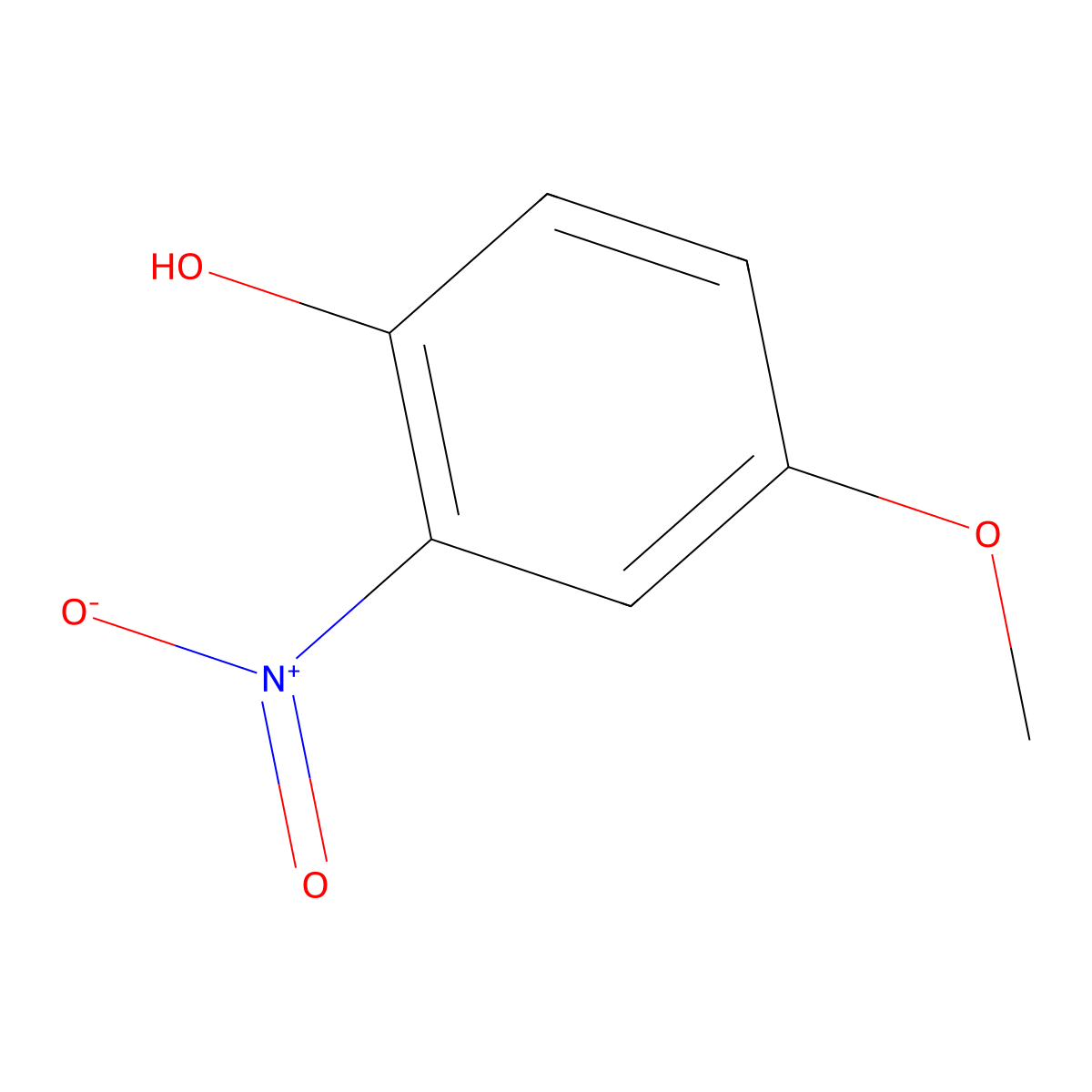 Phenol, 4-methoxy-2-nitro- molecular structure, CAS 1568-70-3
