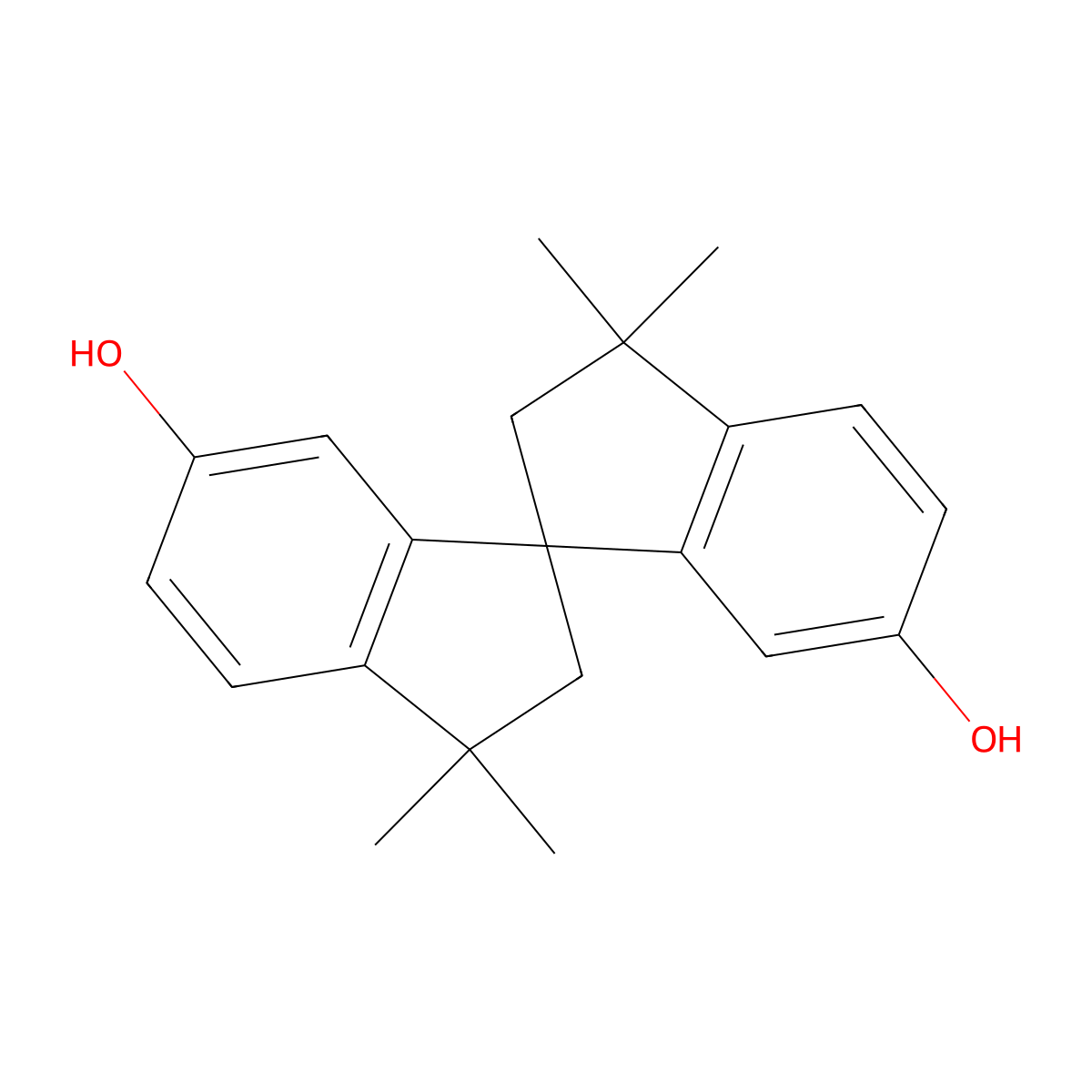 1,1'-Spirobi(1H-indene)-6,6'-diol, 2,2',3,3'-tetrahydro-3,3,3',3'-tetramethyl- molecular structure, CAS 1568-80-5