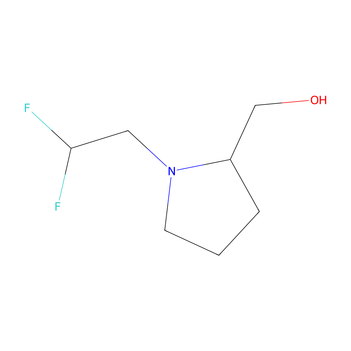 [(2S)-1-(2,2-difluoroethyl)pyrrolidin-2-yl]methanol molecular structure, CAS 1568002-74-3