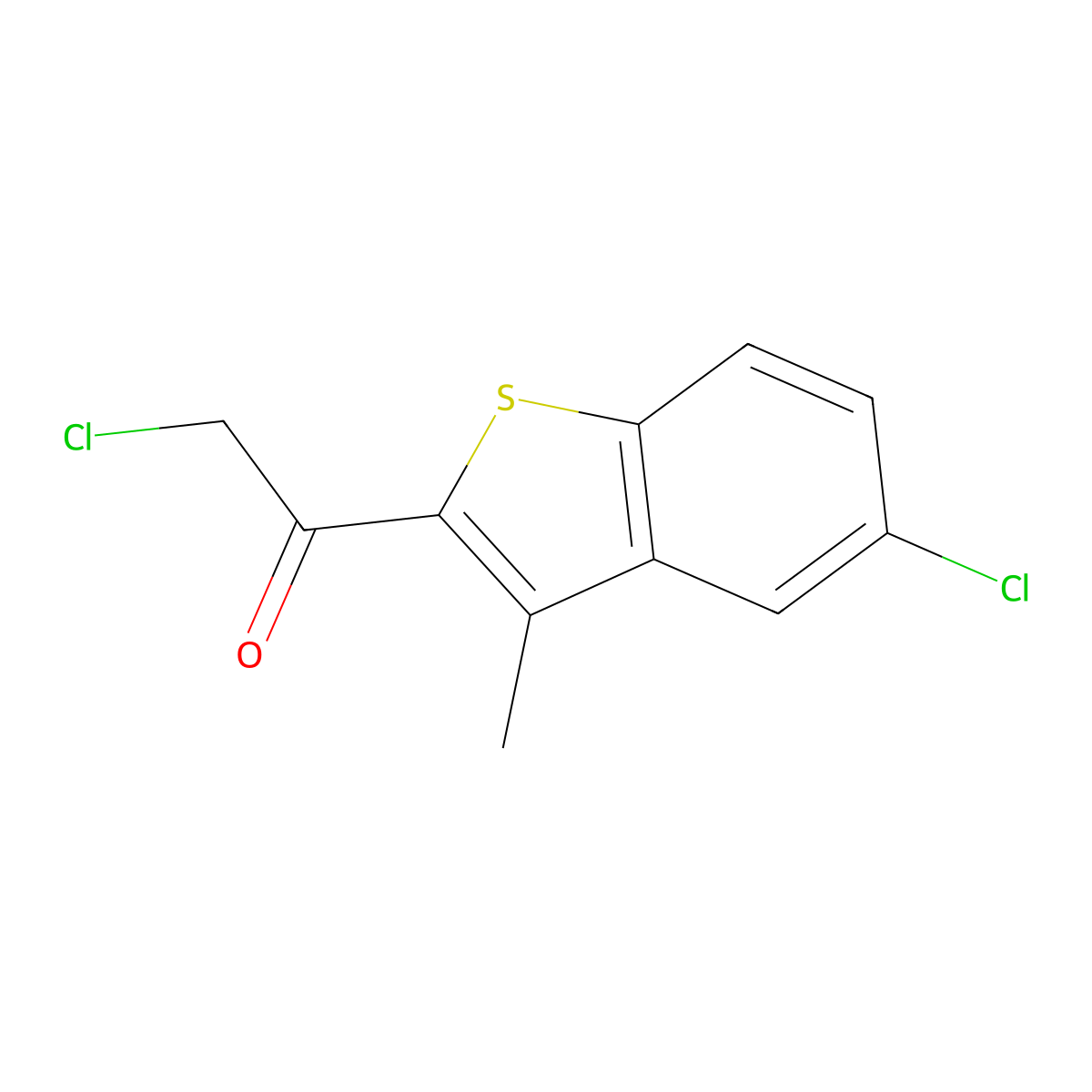 2-Chloro-1-(5-chloro-3-methylbenzo[b]thiophen-2-yl)ethan-1-one molecular structure, CAS 156801-47-7