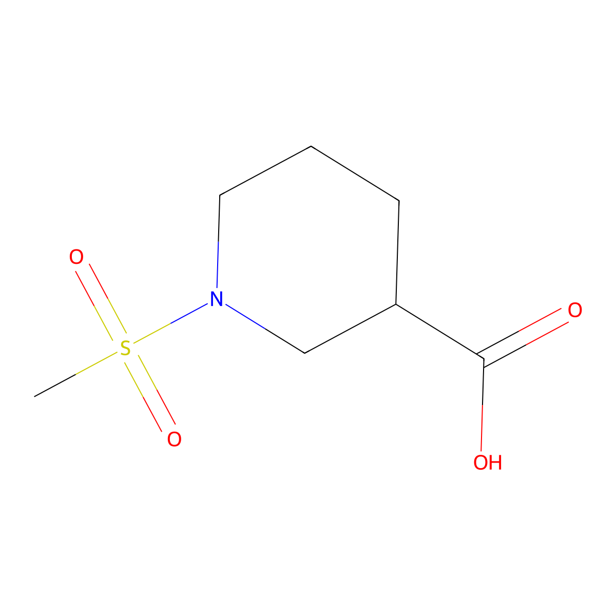 (3S)-1-methanesulfonylpiperidine-3-carboxylic acid molecular structure, CAS 1568010-70-7