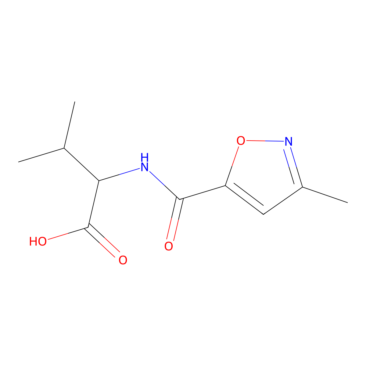 (2R)-3-methyl-2-[(3-methyl-1,2-oxazol-5-yl)formamido]butanoic acid molecular structure, CAS 1568015-29-1