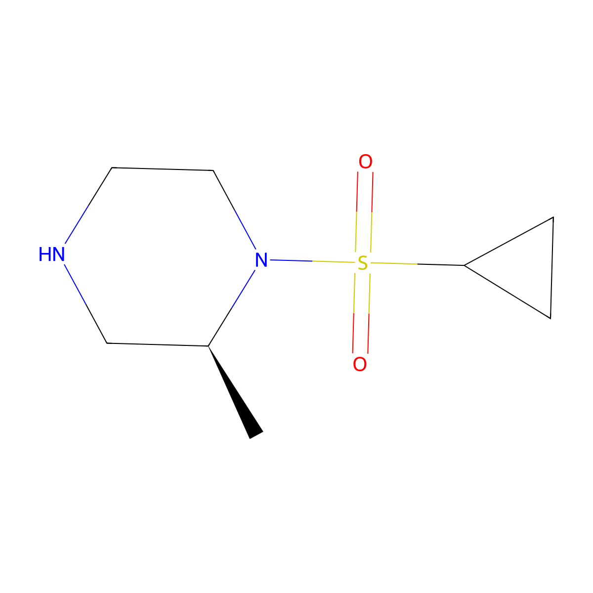(2S)-1-(cyclopropanesulfonyl)-2-methylpiperazine molecular structure, CAS 1568016-77-2