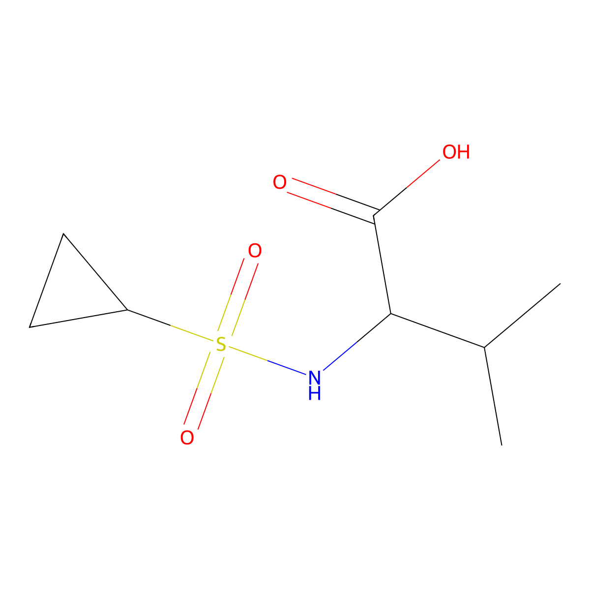 (2R)-2-Cyclopropanesulfonamido-3-methylbutanoic acid molecular structure, CAS 1568027-46-2