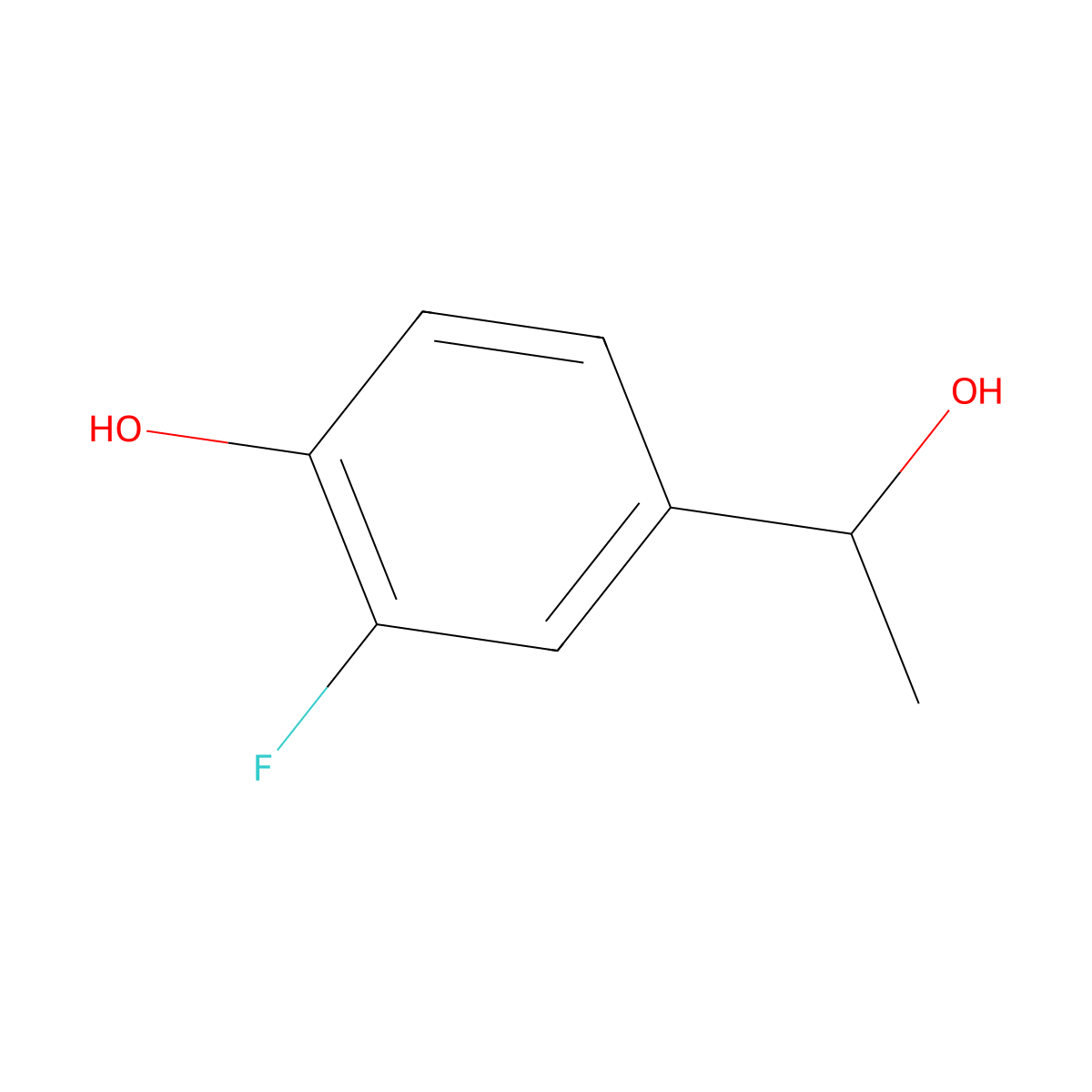 (r)-2-Fluoro-4-(1-hydroxyethyl)phenol molecular structure, CAS 1568032-29-0
