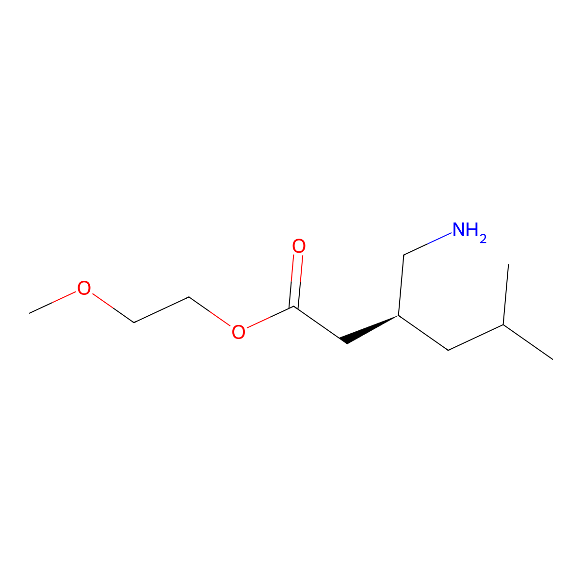 2-methoxyethyl (3S)-3-(aminomethyl)-5-methylhexanoate molecular structure, CAS 1568032-98-3