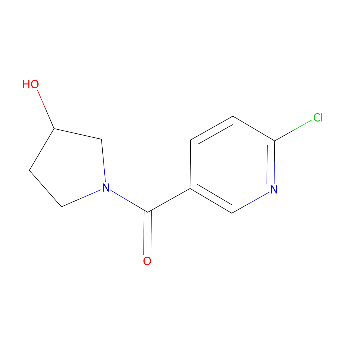 (3R)-1-(6-Chloropyridine-3-carbonyl)pyrrolidin-3-ol molecular structure, CAS 1568034-00-3