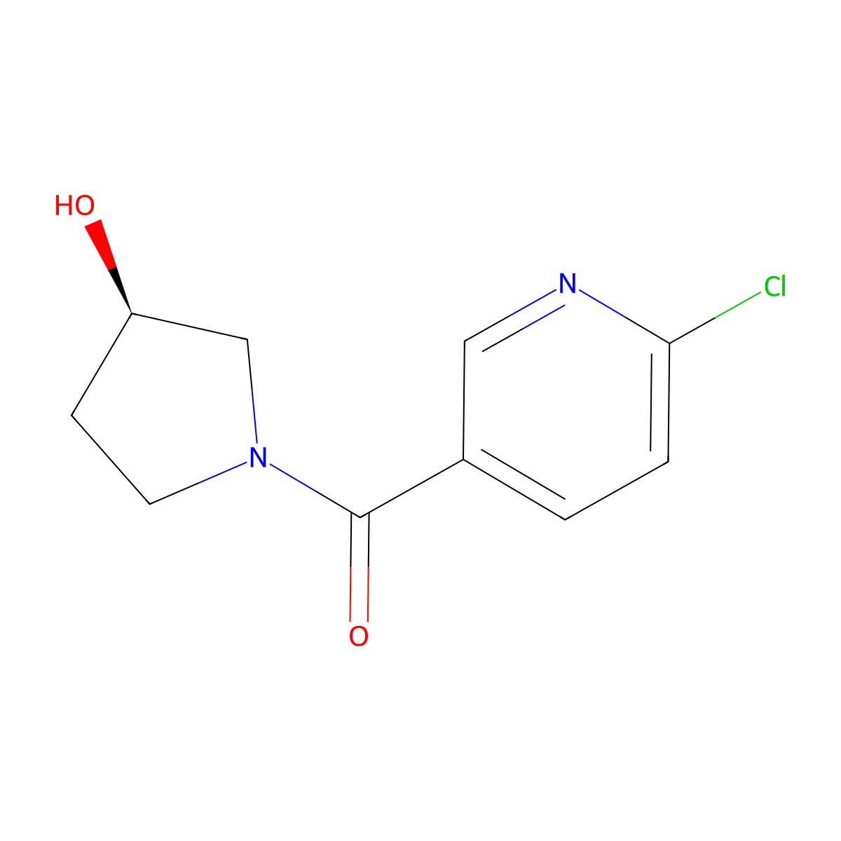 (3R)-1-(6-Chloropyridine-3-carbonyl)pyrrolidin-3-ol molecular structure, CAS 1568034-00-3